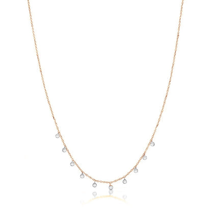 Rose Gold Necklace with 10 Diamond Bezels