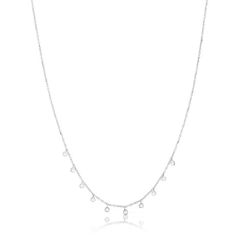White Gold Necklace with 10 Diamond Bezels