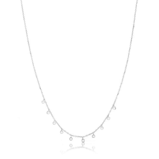 White Gold Necklace with 10 Diamond Bezels