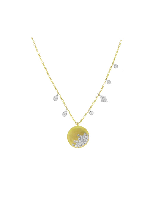 Brushed Gold and Diamonds Necklace