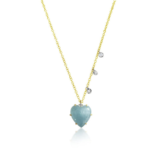 Milky Aqua Heart Necklace
