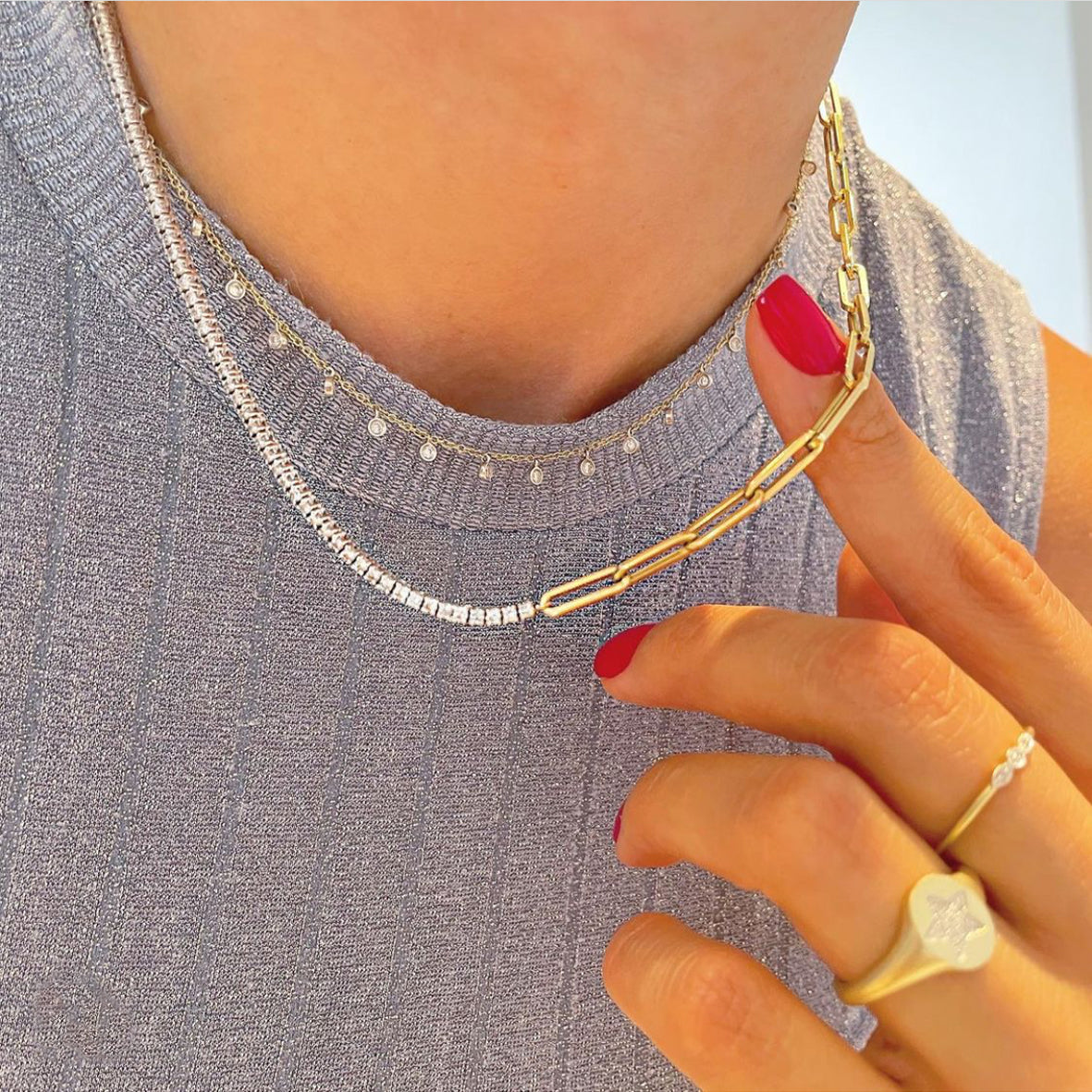 18K White Gold Diamond Half Tennis Necklace - Nazar's & Co. Jewelers