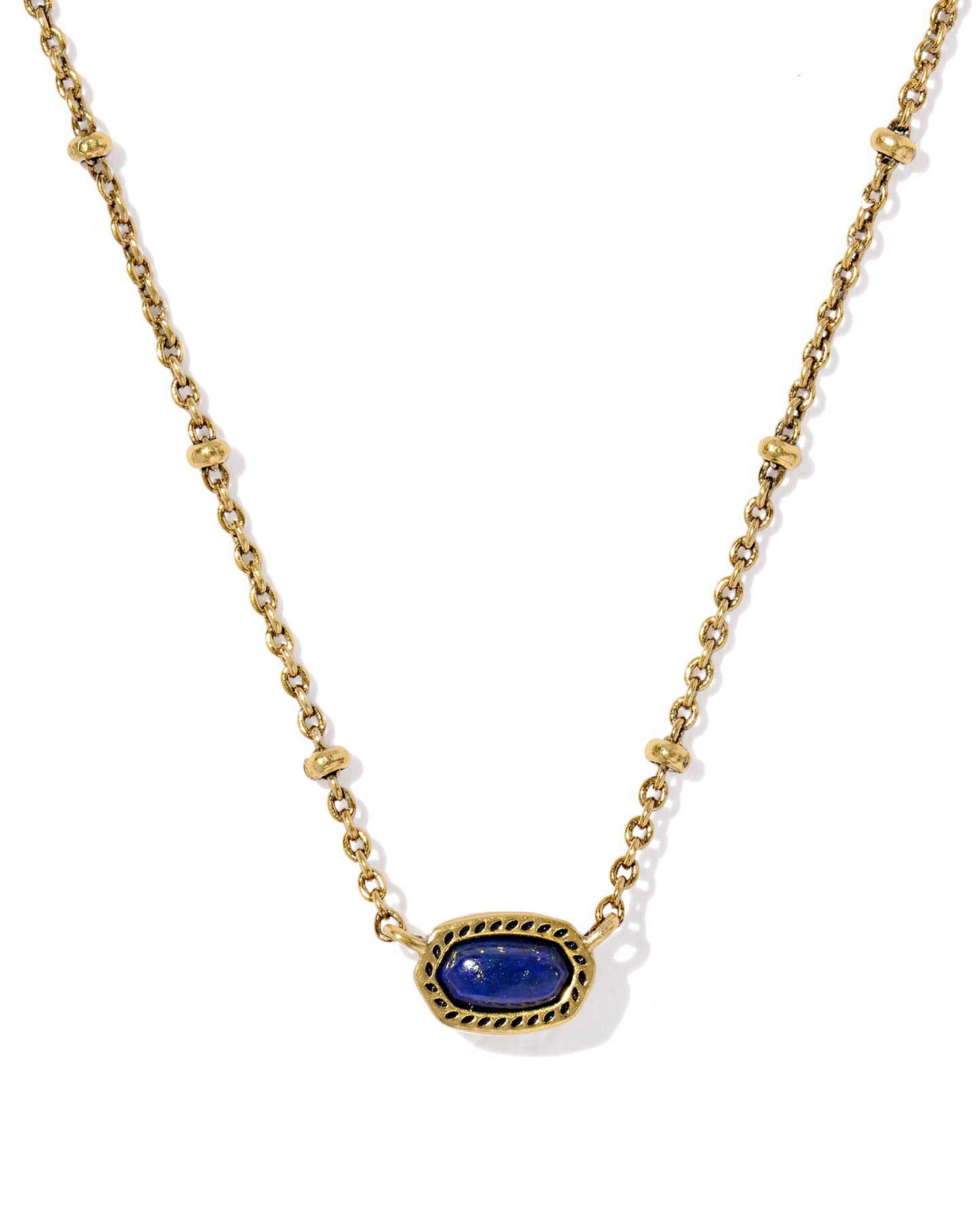Mini Elisa Vintage Gold Satellite Short Pendant Necklace in Blue Lapis