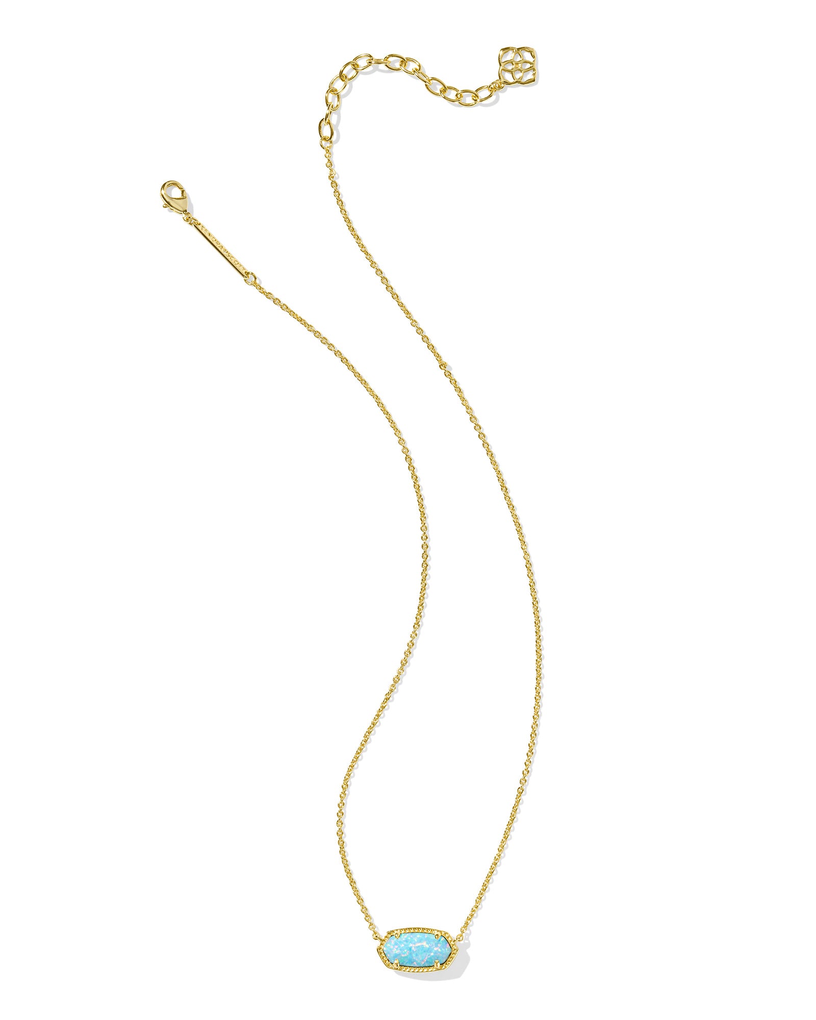 Elisa Gold Short Pendant Necklace In Light Teal Kyocera Opal