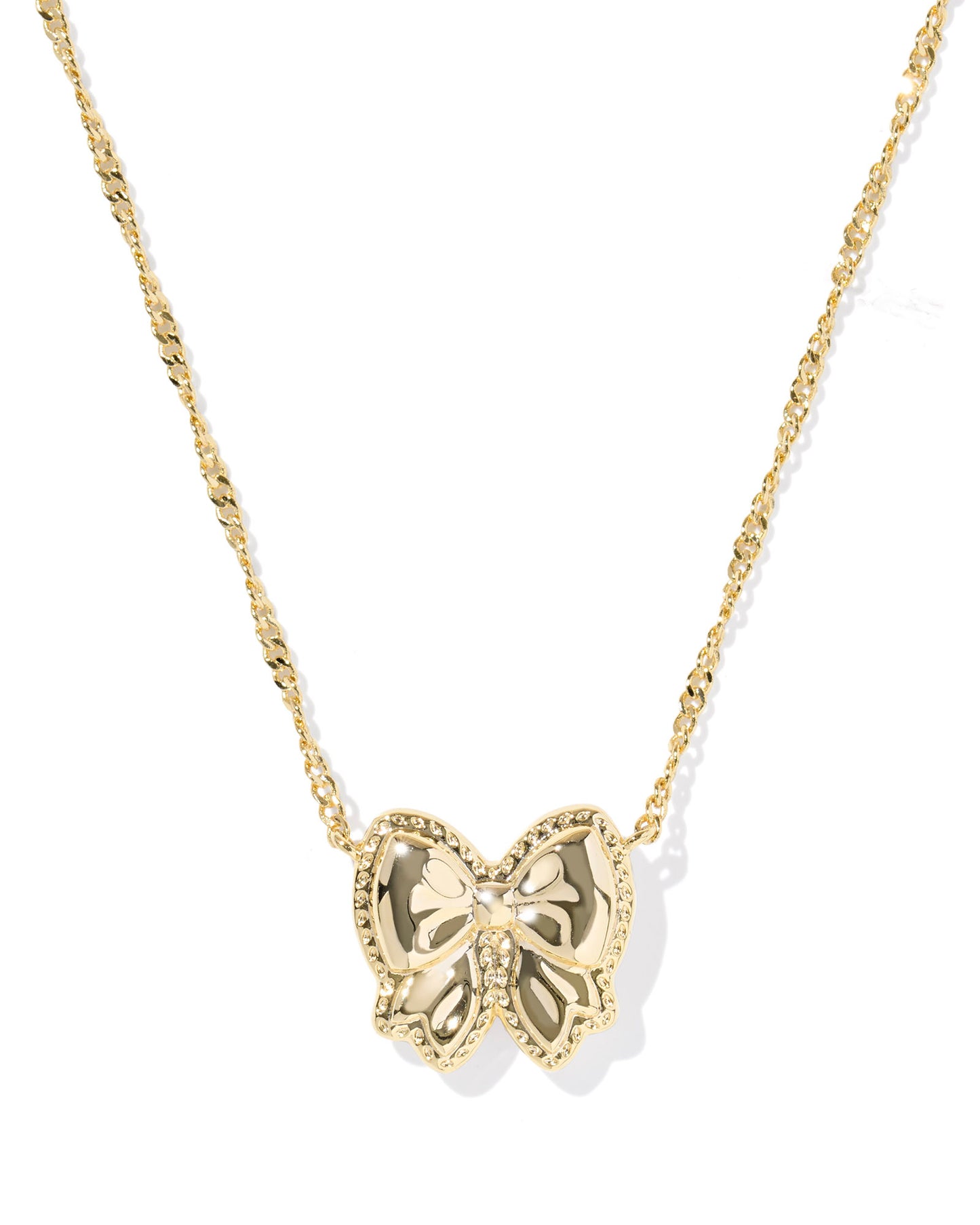 Haley Gold Bow Short Pendant Necklace in Ivory Mother of Pearl
