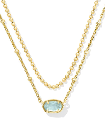 Emilie Gold Multi Strand Necklace in Light Blue Illusion