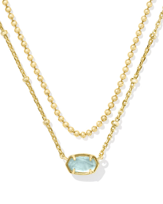 Emilie Gold Multi Strand Necklace in Light Blue Illusion