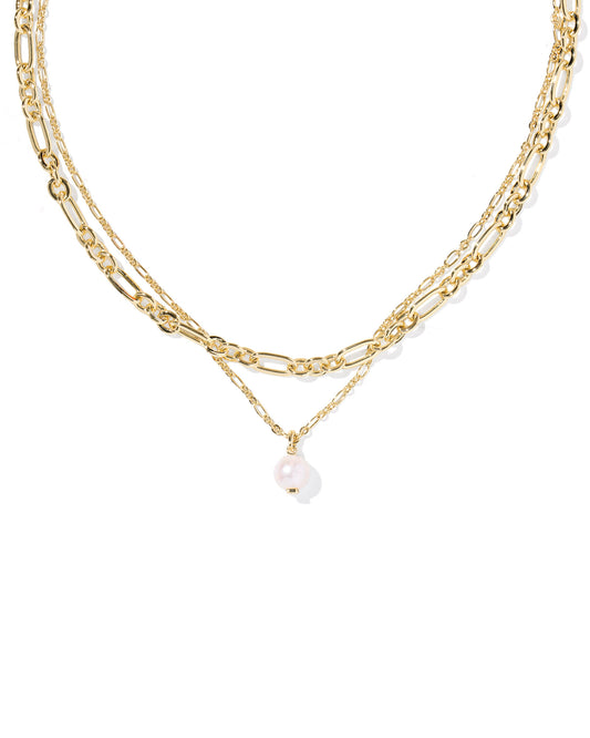 Ashton Gold Multi Strand Necklace in Freshwater Cultured Pearl