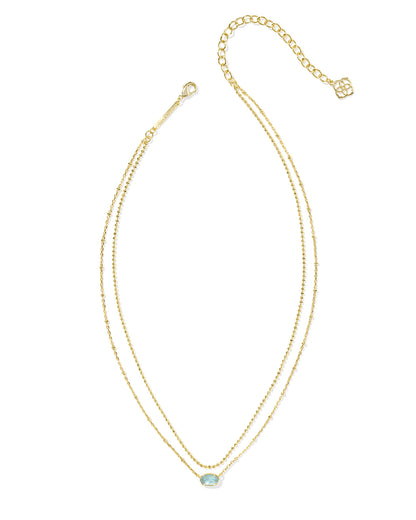 Emilie Gold Multi Strand Necklace in Light Blue Illusion