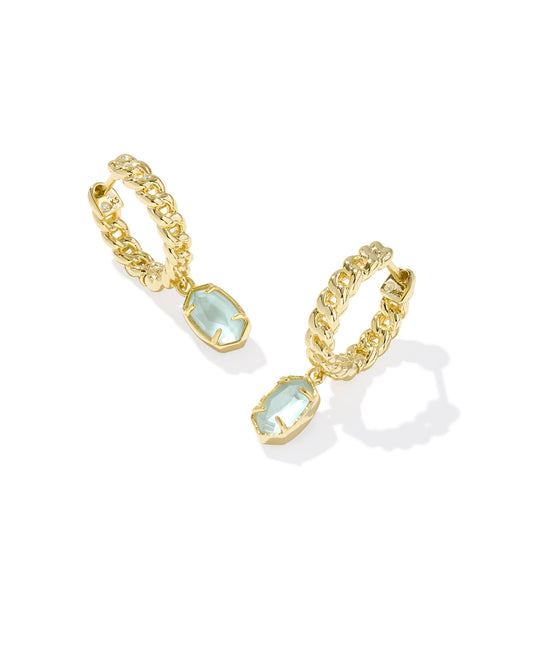 Emilie Gold Huggie Earrings in Light Blue Illusion