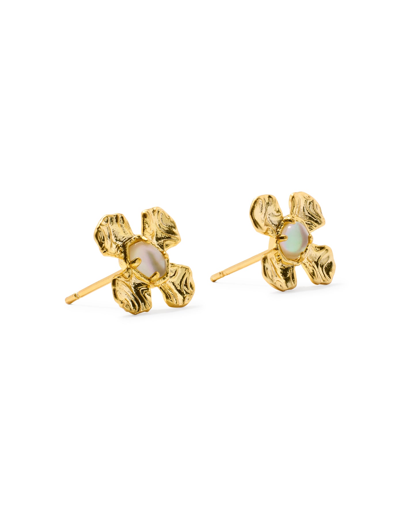 Leanne Gold Stud Earrings in Natural Mother of Pearl
