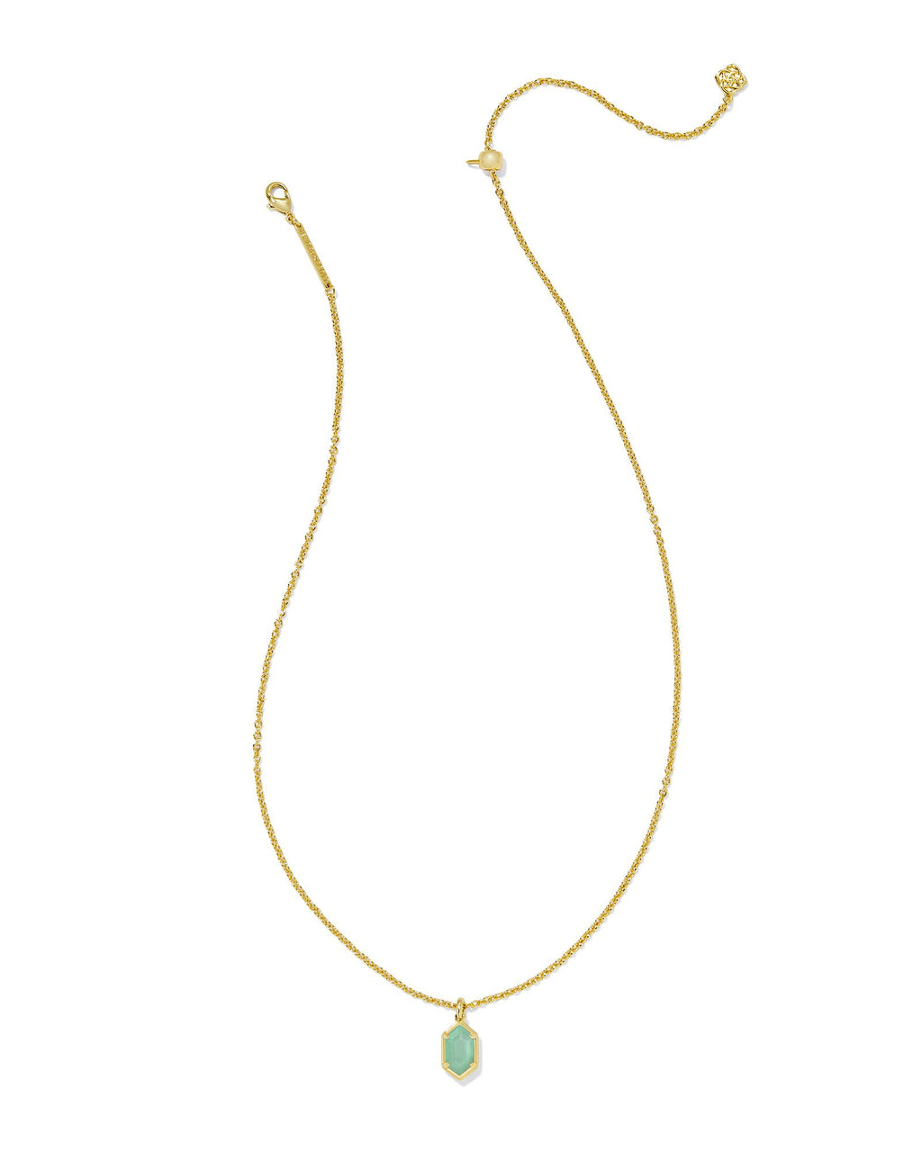 Hallie Gold Short Pendant Necklace In Mint Green Watercolor Illusion