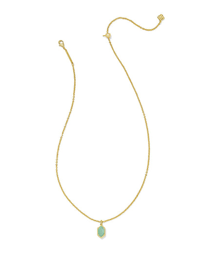 Hallie Gold Short Pendant Necklace In Mint Green Watercolor Illusion