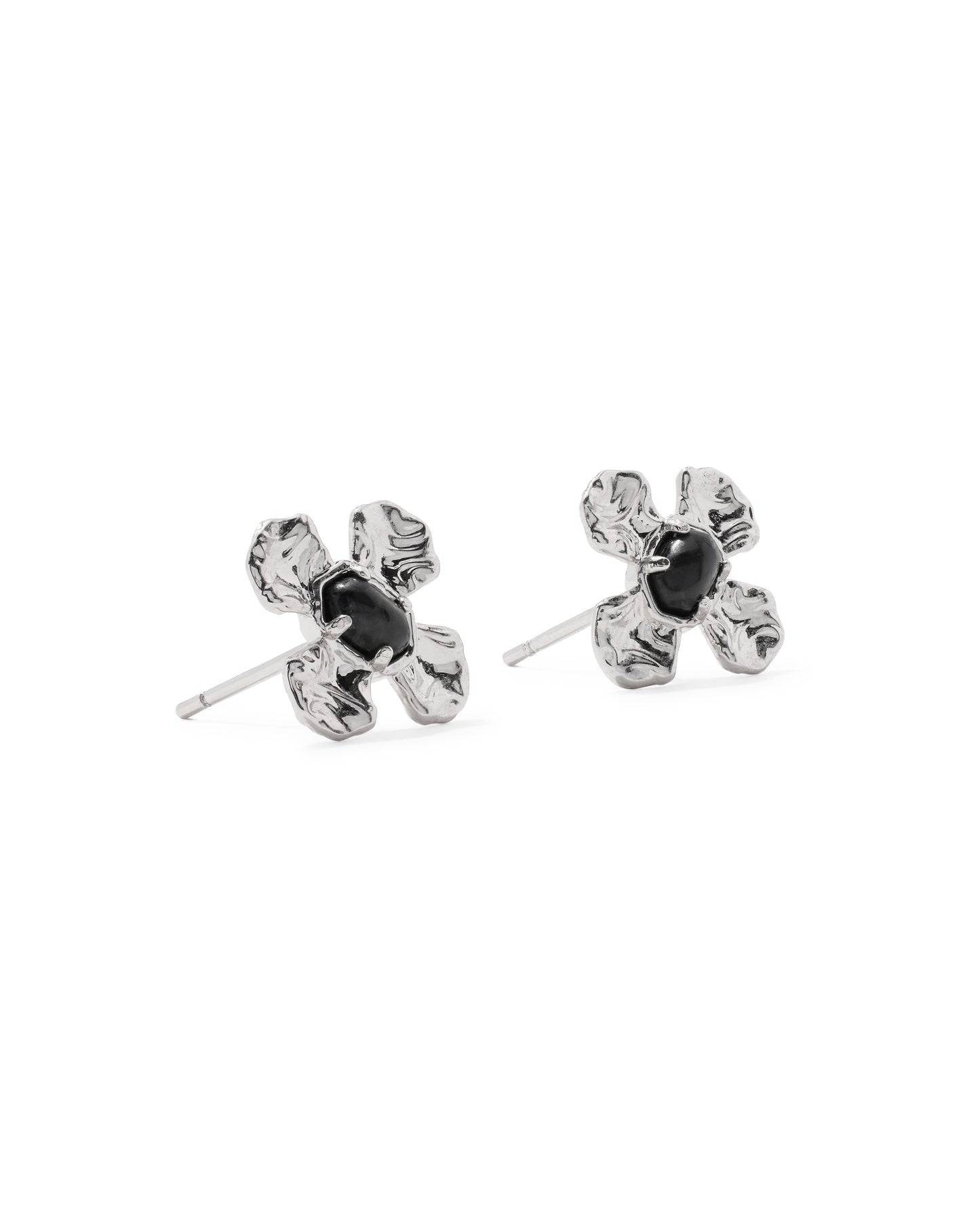Leanne Silver Stud Earrings in Black Granite
