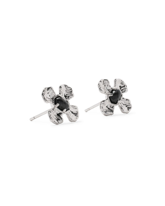 Leanne Silver Stud Earrings in Black Granite