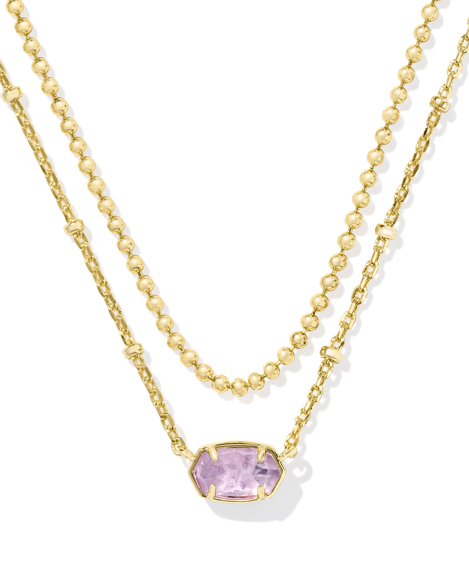 Emilie Gold Multi Strand Necklace in Purple Amethyst
