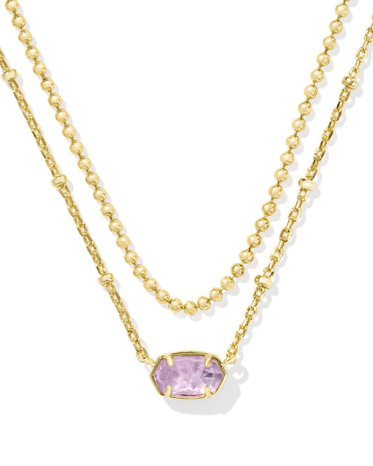 Emilie Gold Multi Strand Necklace in Purple Amethyst
