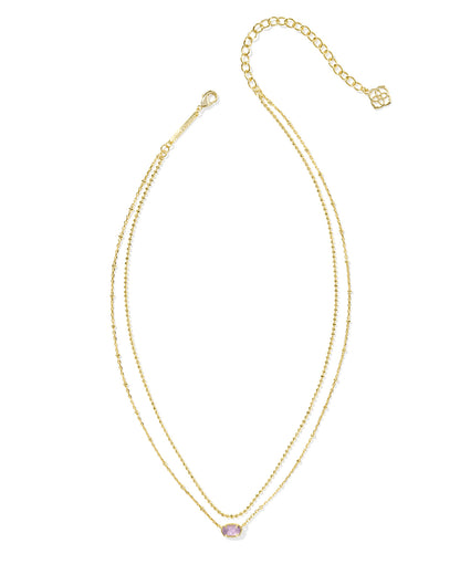 Emilie Gold Multi Strand Necklace in Purple Amethyst