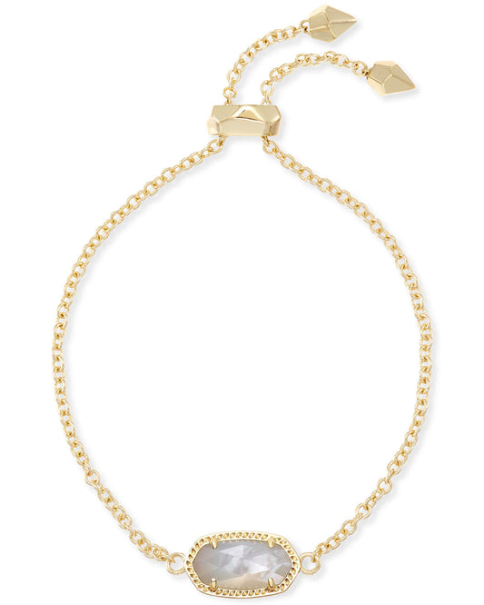Elaina Gold Delicate Chain Bracelet in Ivory Mother Of Pearl