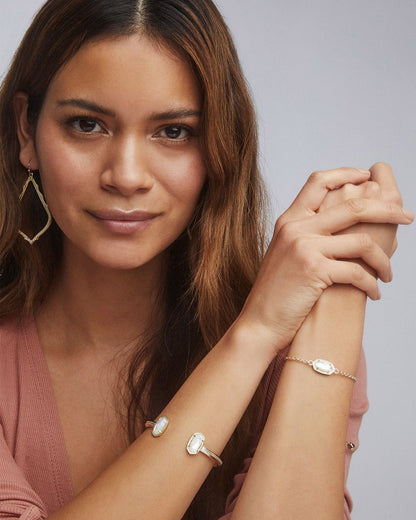 Elaina Gold Delicate Chain Bracelet in Ivory Mother Of Pearl