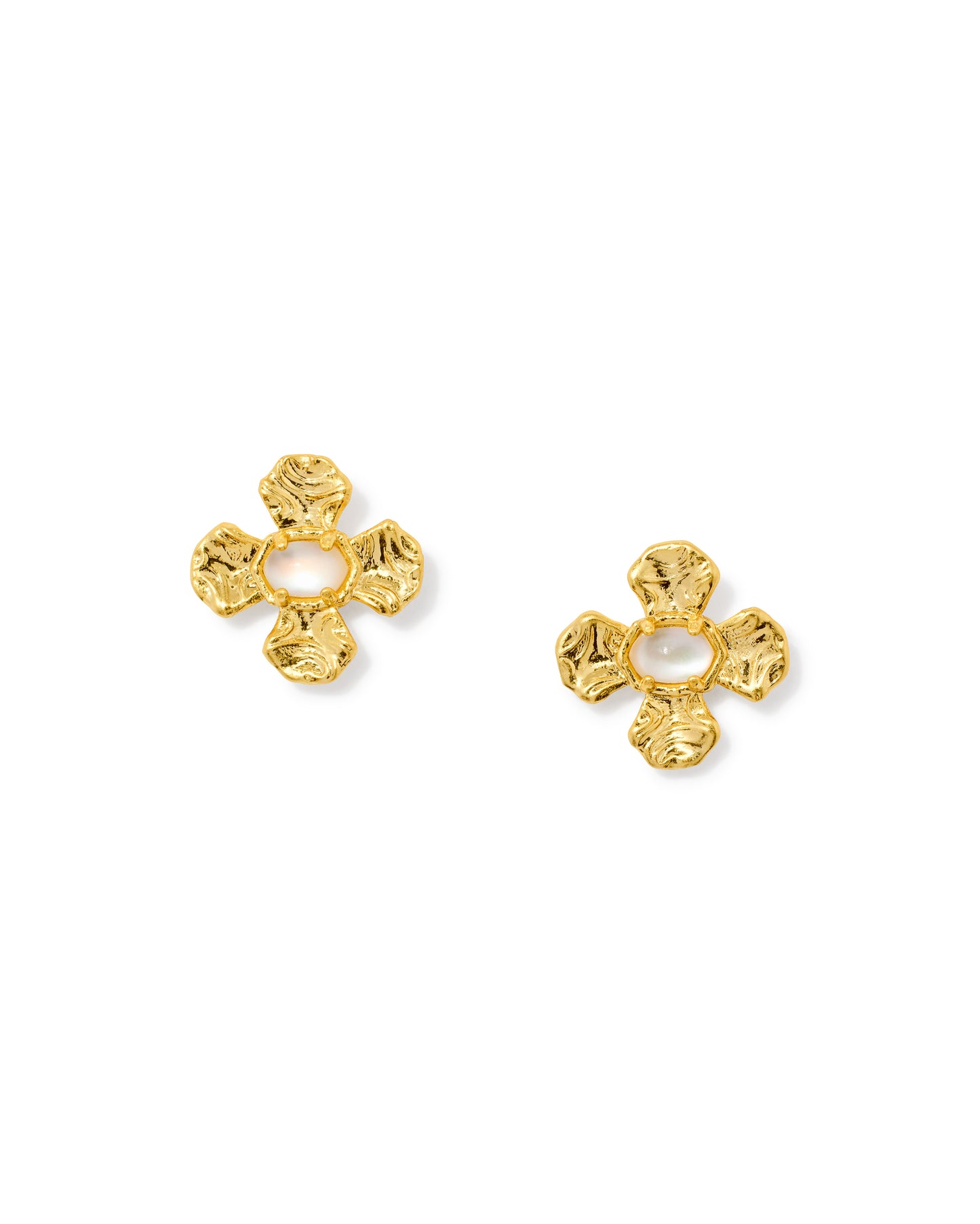Leanne Gold Stud Earrings in Natural Mother of Pearl