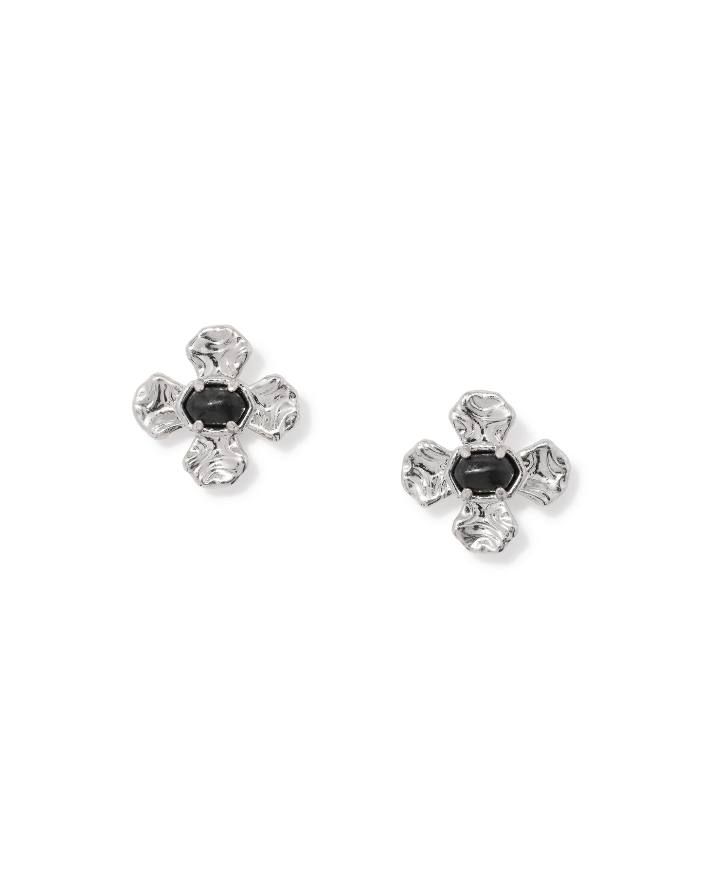 Leanne Silver Stud Earrings in Black Granite