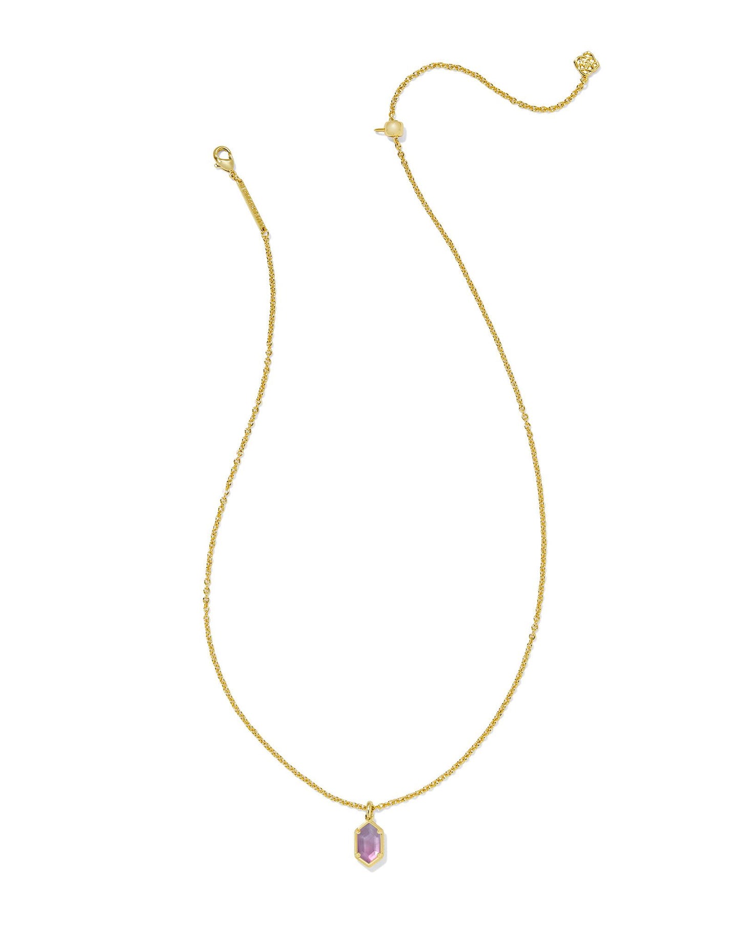 Hallie Gold Short Pendant Necklace In Purple Watercolor Illusion