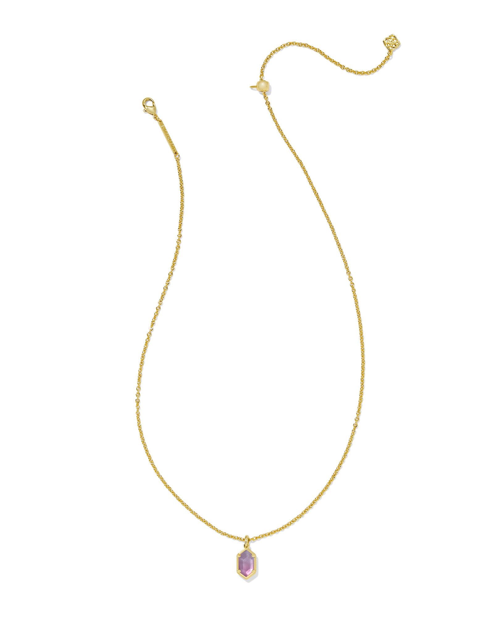 Hallie Gold Short Pendant Necklace In Purple Watercolor Illusion