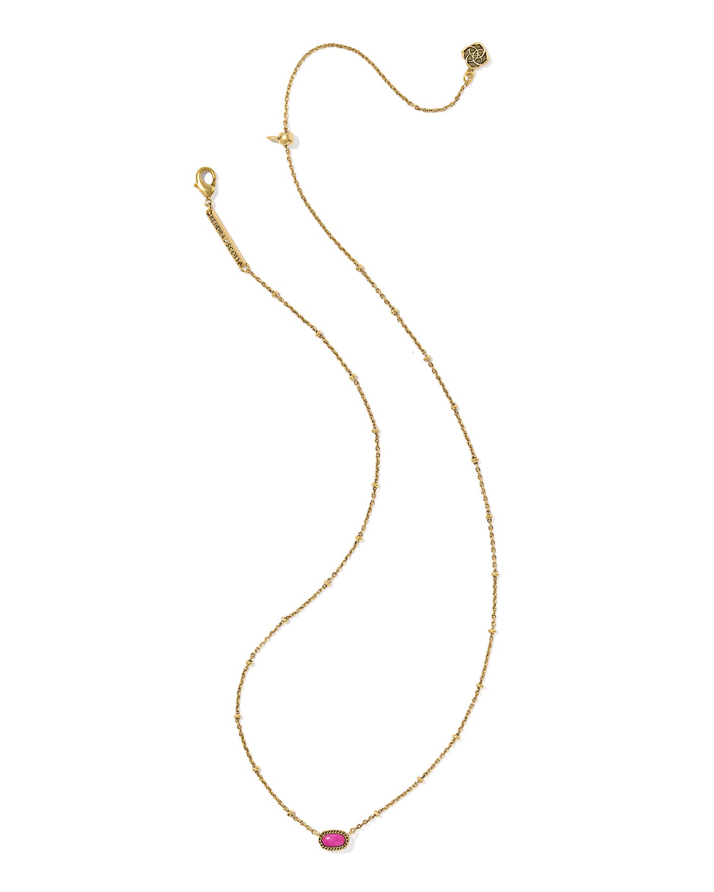 Mini Elisa Vintage Gold Satellite Short Pendant Necklace in Dark Fuchsia Variegated Magnesite