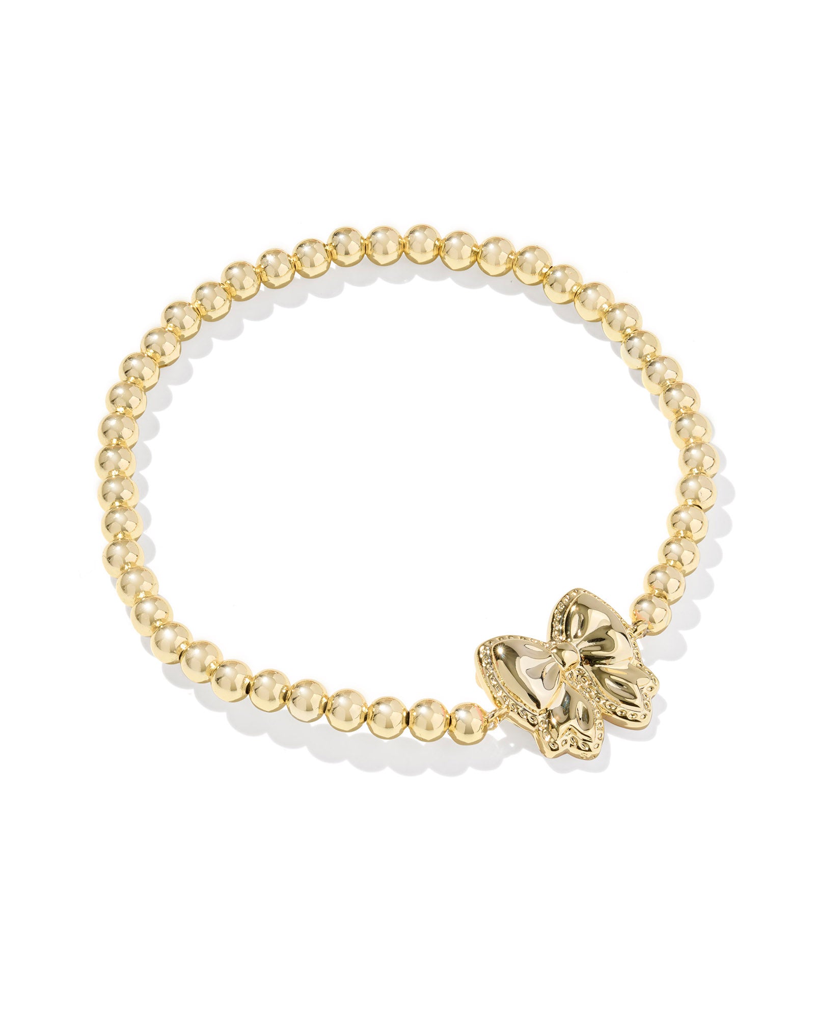 Haley Gold Bow Stretch Bracelet in Ivory Mother of Pearl