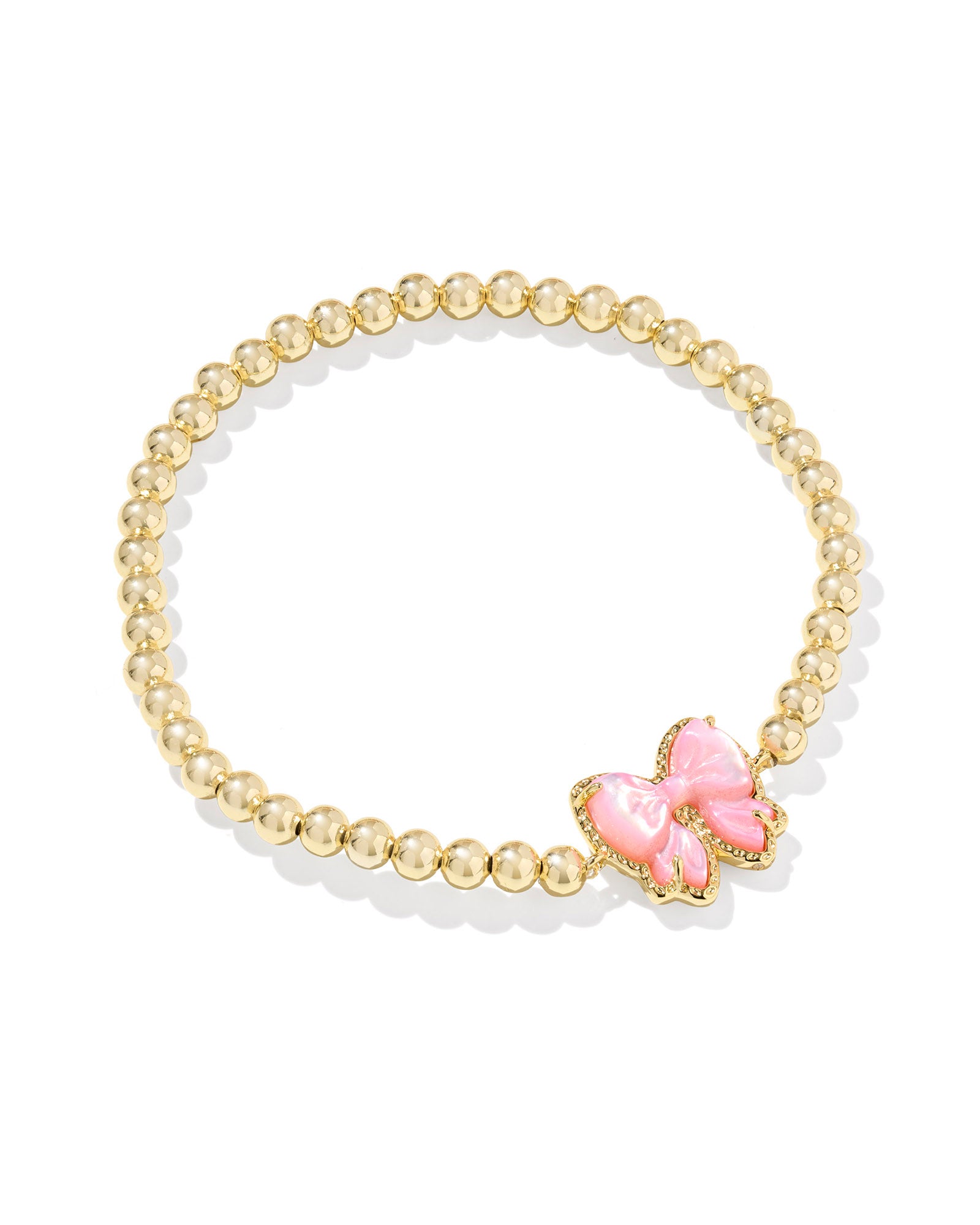 Haley Gold Bow Stretch Bracelet in Blush Ivory Mother of Pearl