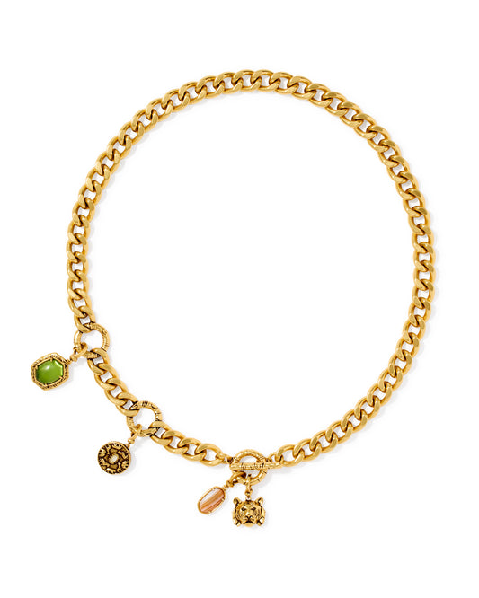 Raina Vintage Gold Charm Necklace in Multi Mix