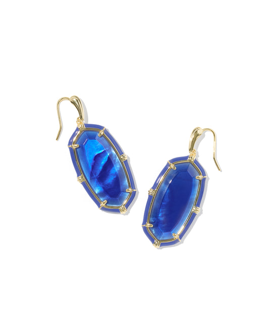 Elle Gold Enamel Drop Earrings in Cobalt Illusion