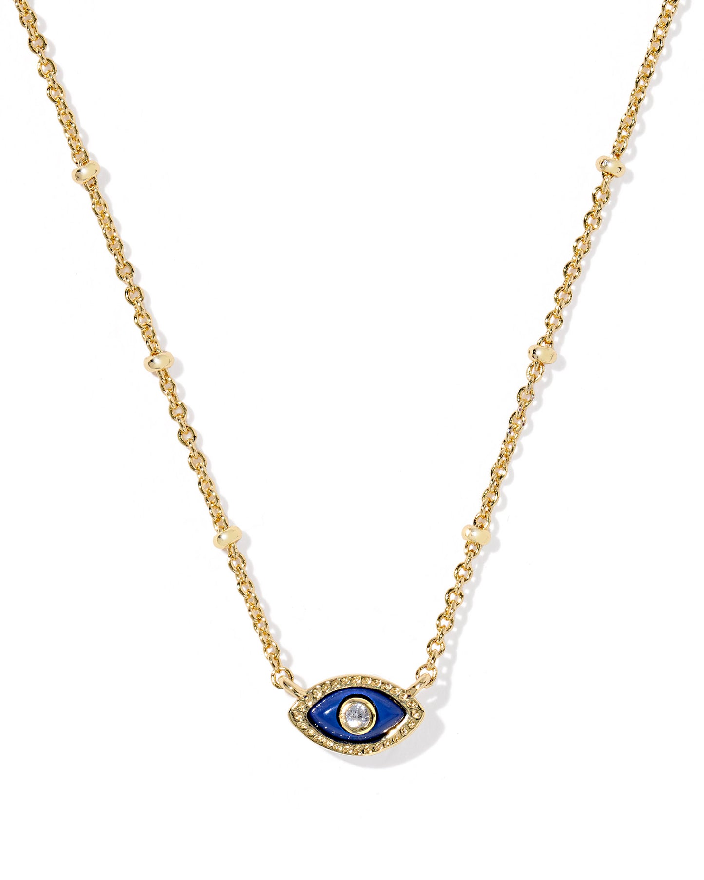 Mini Eye Gold Short Pendant Necklace in Dark Blue Magnesite