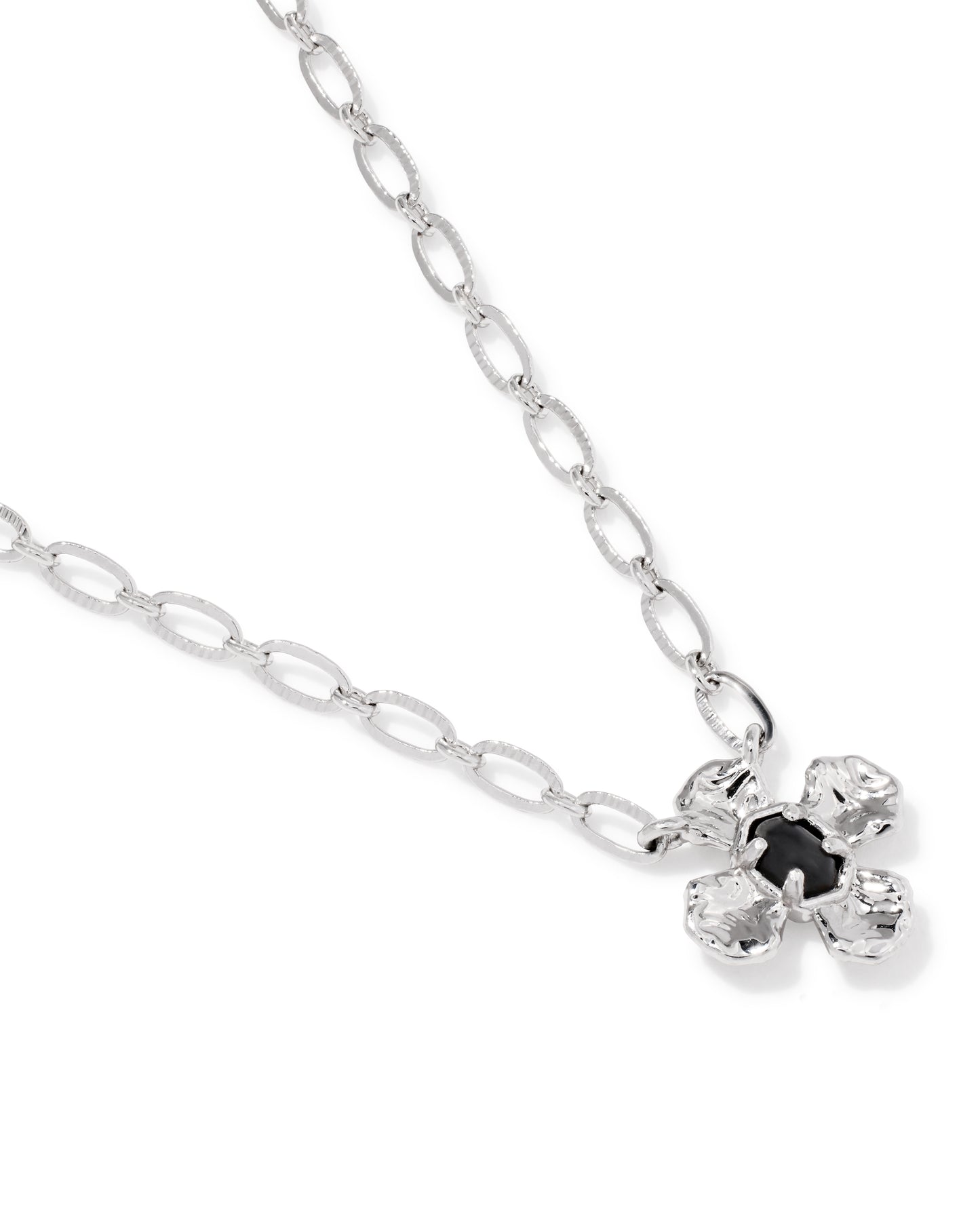 Leanne Silver Short Pendant Necklace in Black Agate