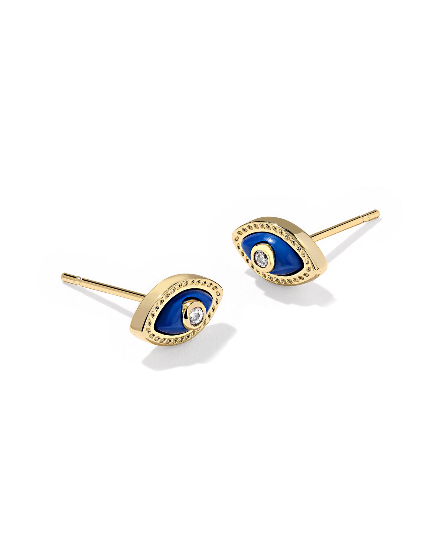 Mini Eye Gold Stud Earrings in Dark Blue Magnesite