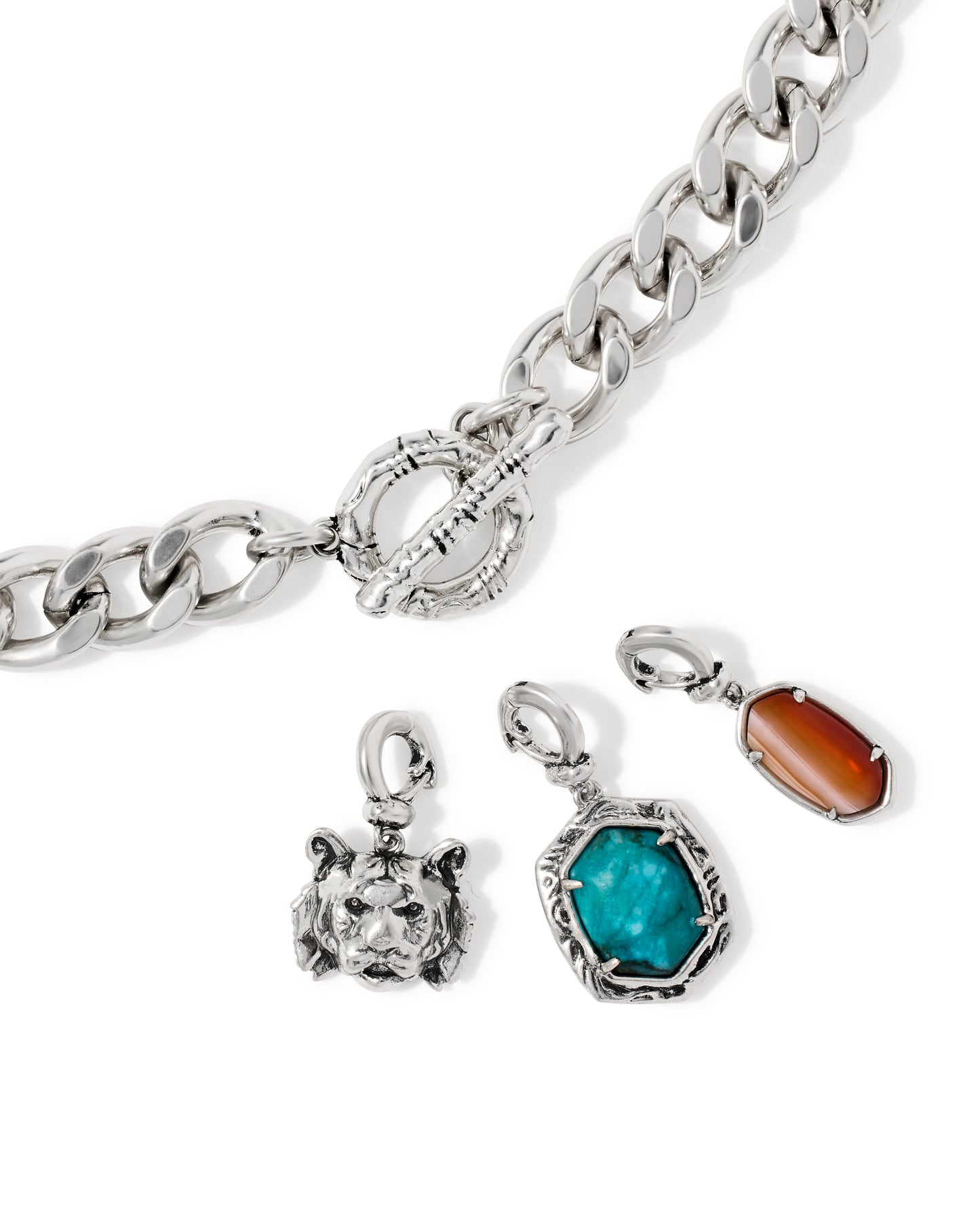 Raina Vintage Silver Charm Necklace in Multi Mix