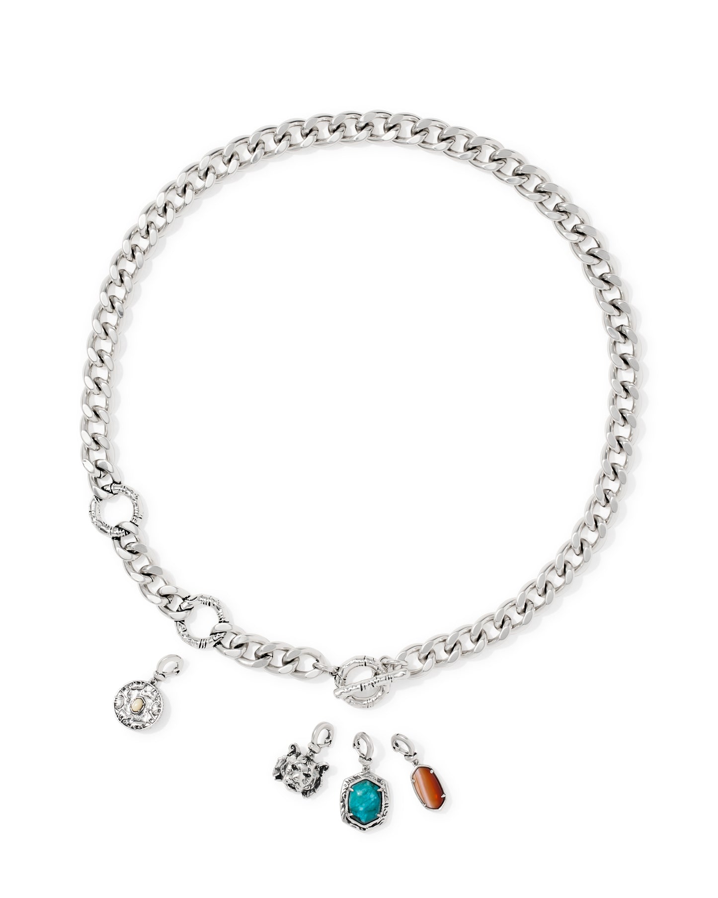 Raina Vintage Silver Charm Necklace in Multi Mix