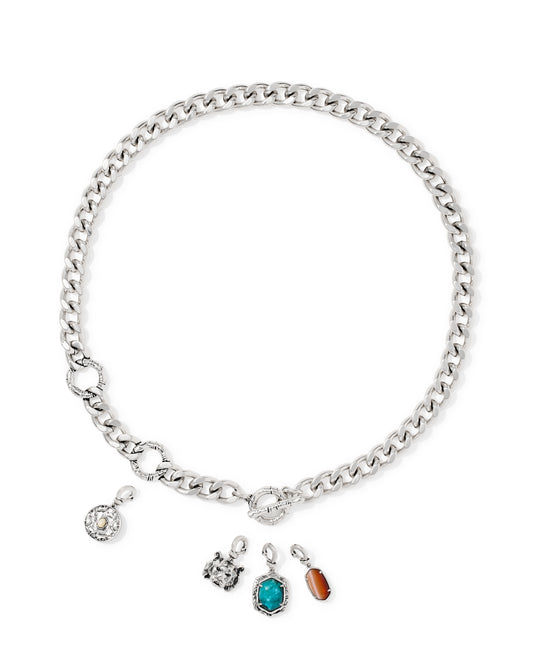 Raina Vintage Silver Charm Necklace in Multi Mix