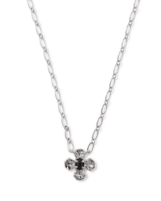 Leanne Silver Short Pendant Necklace in Black Agate