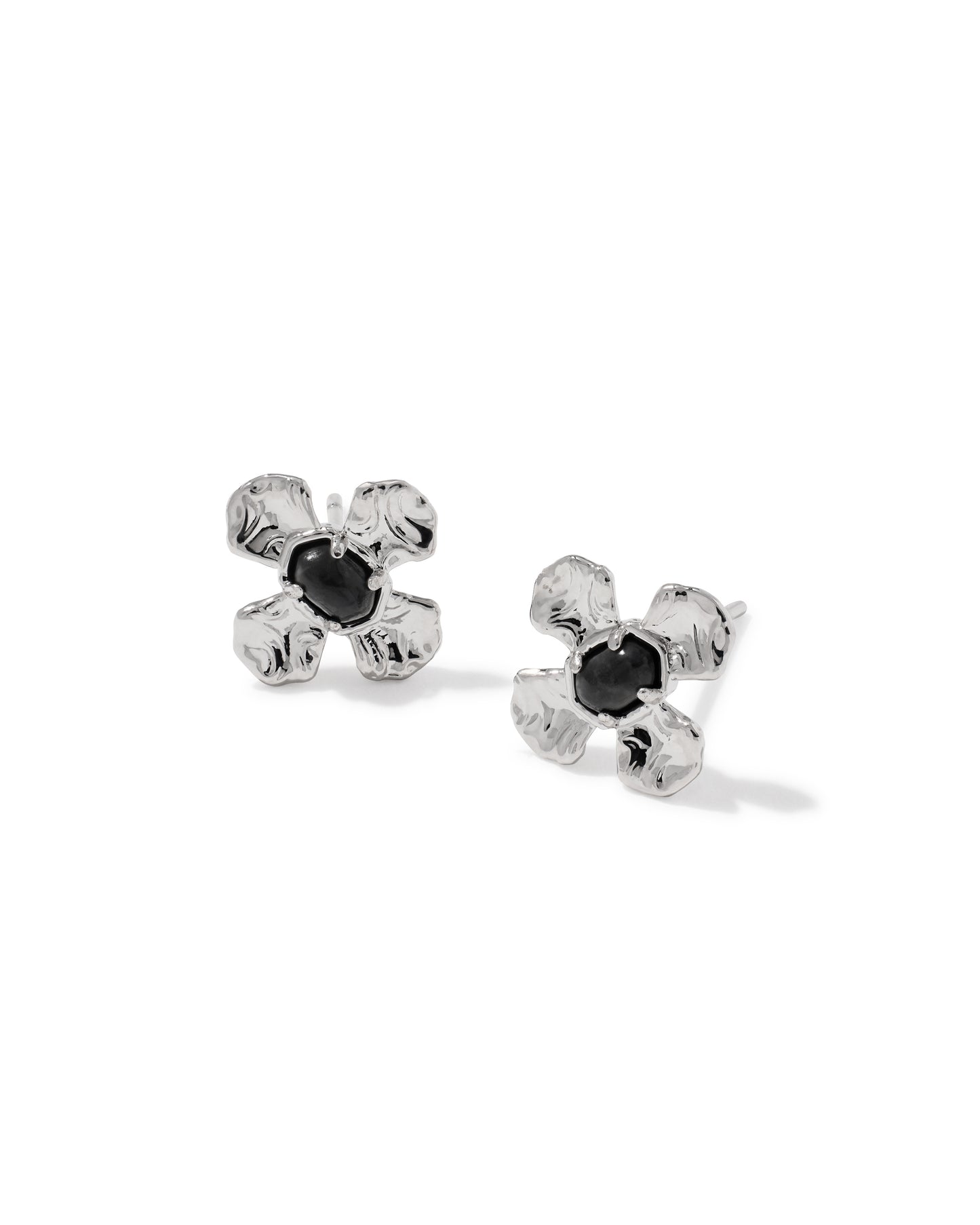 Leanne Silver Stud Earrings in Black Granite