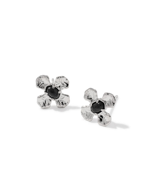 Leanne Silver Stud Earrings in Black Granite