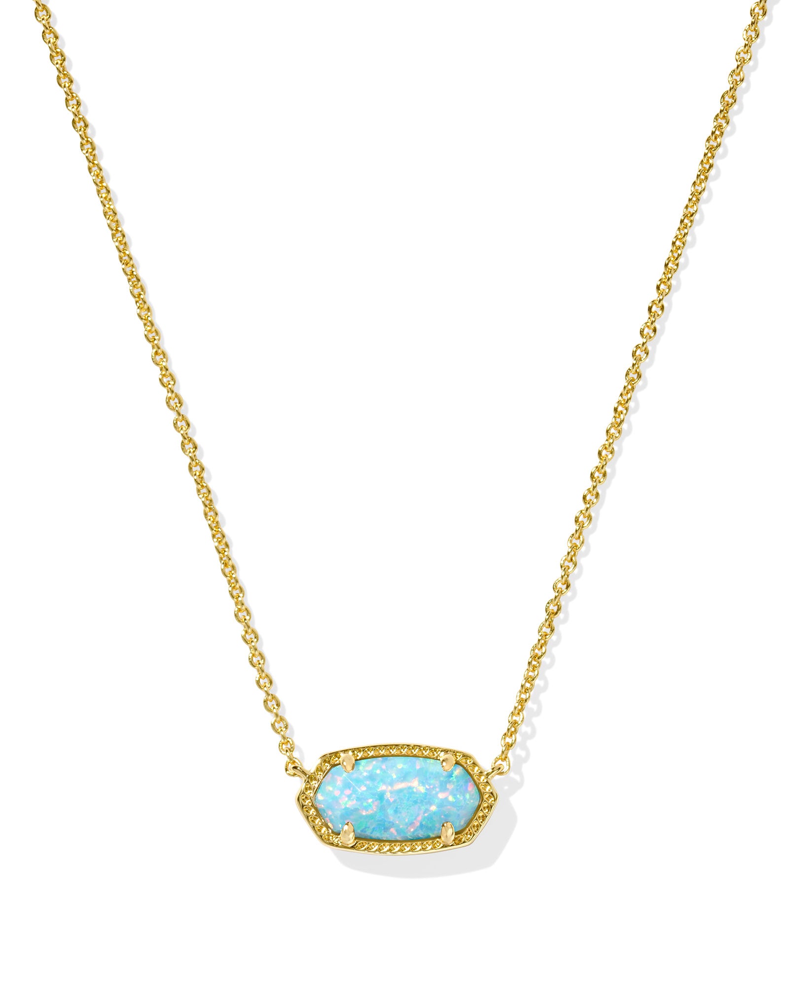 Elisa Gold Short Pendant Necklace In Light Teal Kyocera Opal