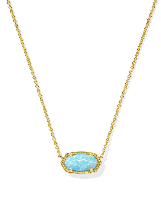 Elisa Gold Short Pendant Necklace In Light Teal Kyocera Opal
