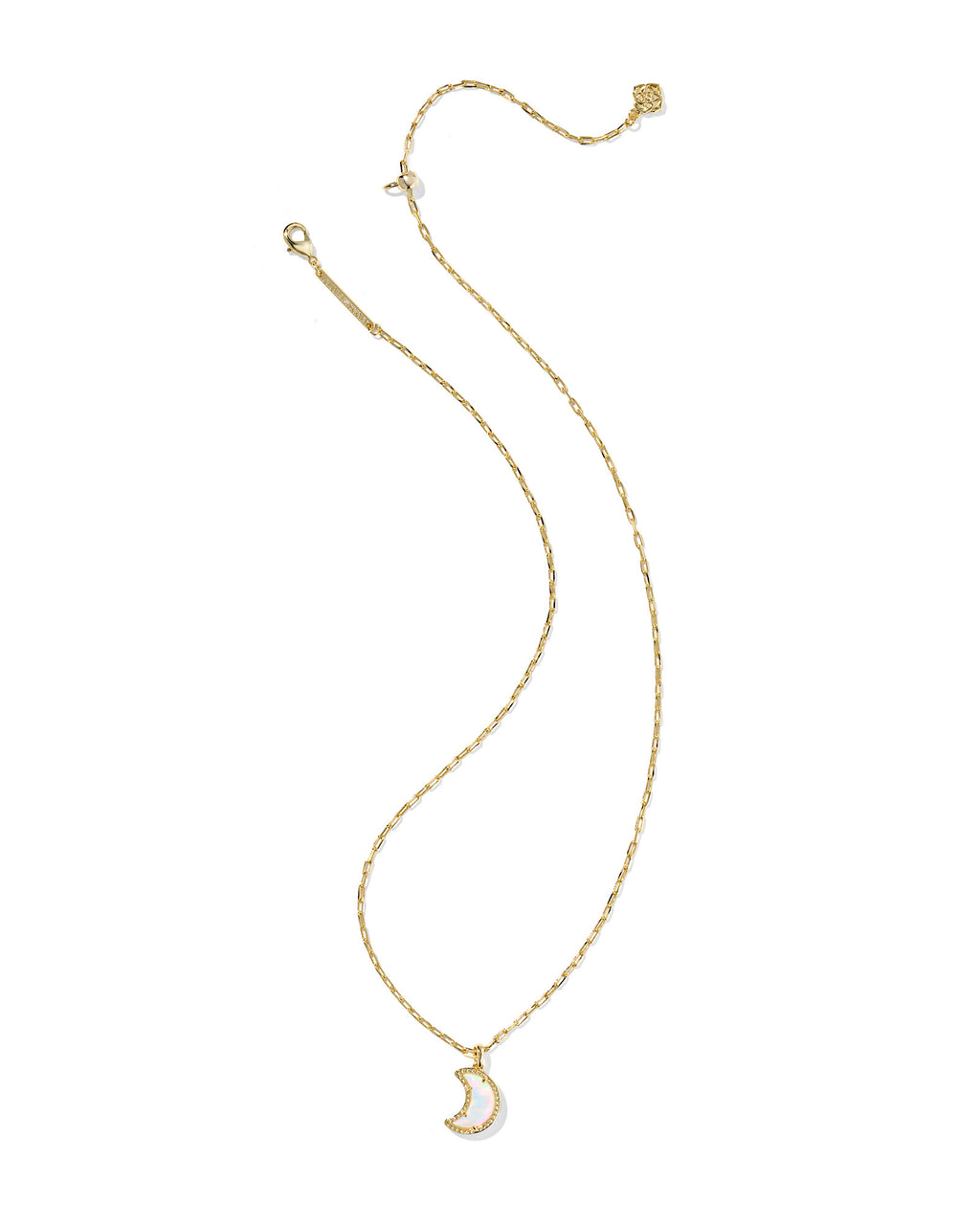 Moon Gold Short Pendant Necklace in White Opalescent Resin