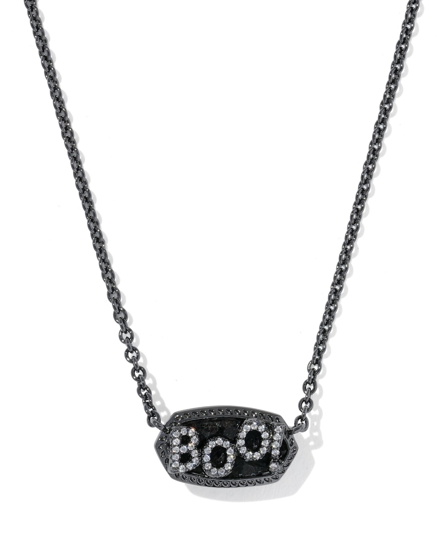 Elisa Gunmetal Boo Short Pendant Necklace