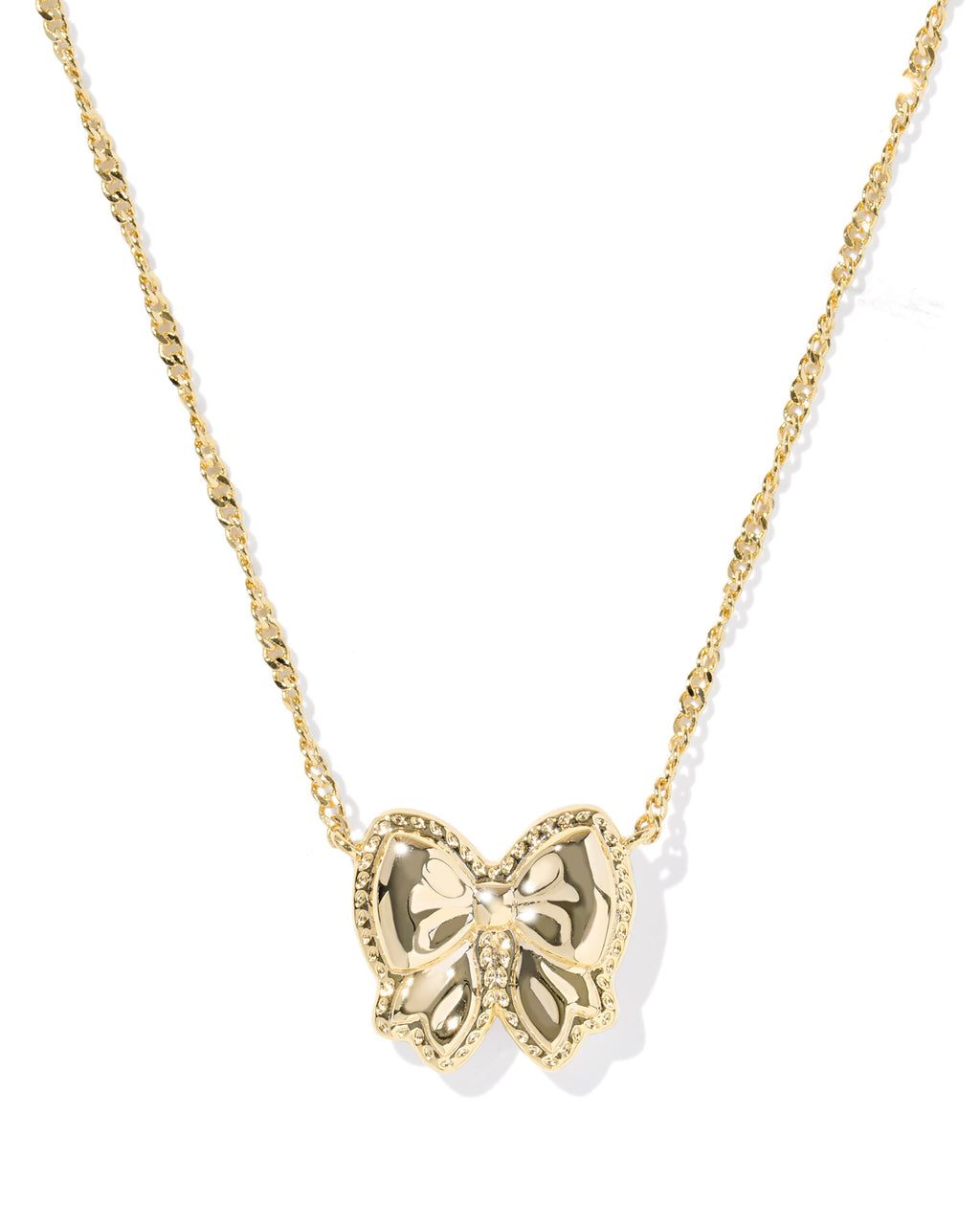 Haley Gold Bow Short Pendant Necklace in Blush Ivory Mother of Pearl