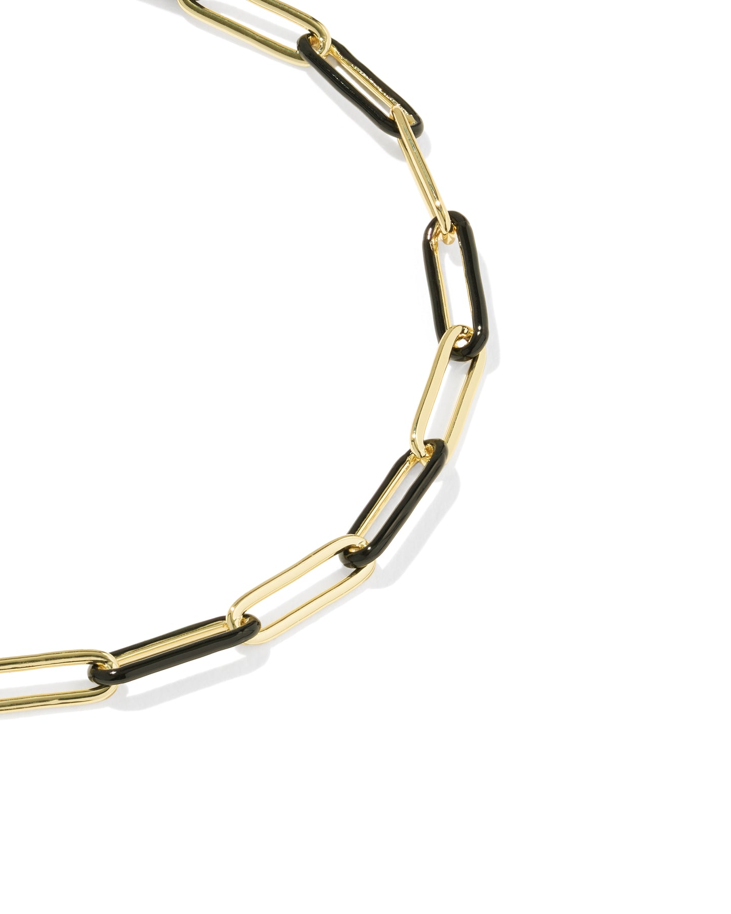 Courtney Gold Enamel Link and Chain Bracelet in Black Enamel