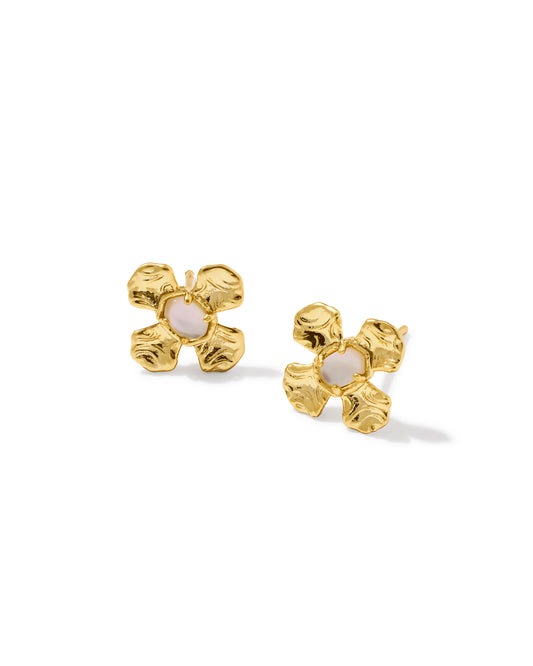 Leanne Gold Stud Earrings in Natural Mother of Pearl