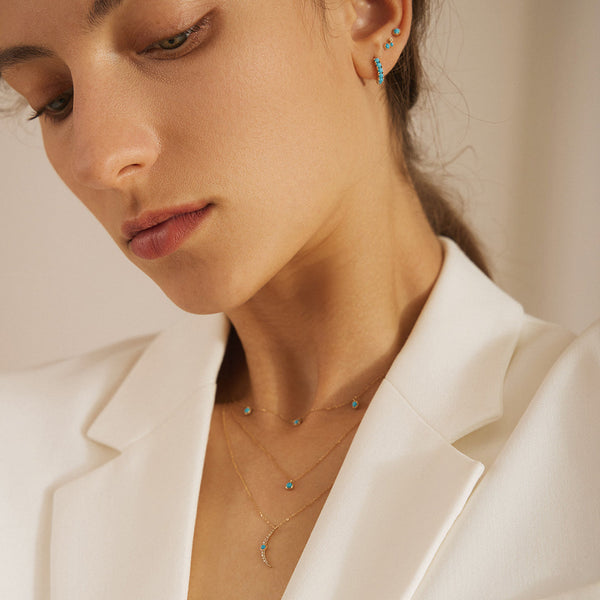AMIRA | Turquoise & White Sapphire Waterfall Necklace